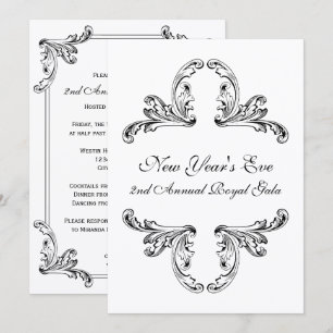 Elegant Black and White Decorative Design Invitation