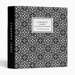 Elegant Black and White Decorative Ornamental 3 Ring Binder