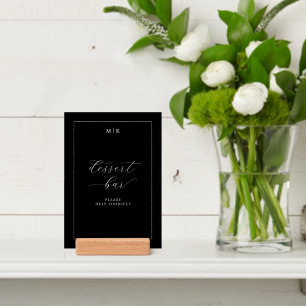 Elegant Black and White Dessert Bar Sign Holder