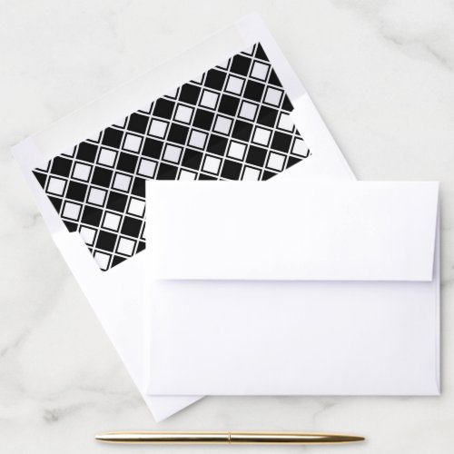 Elegant Black and White Diamond Shaped Pattern Envelope Liner