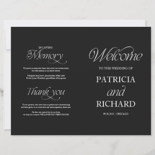 Elegant Black And White DIY Wedding Folded Program