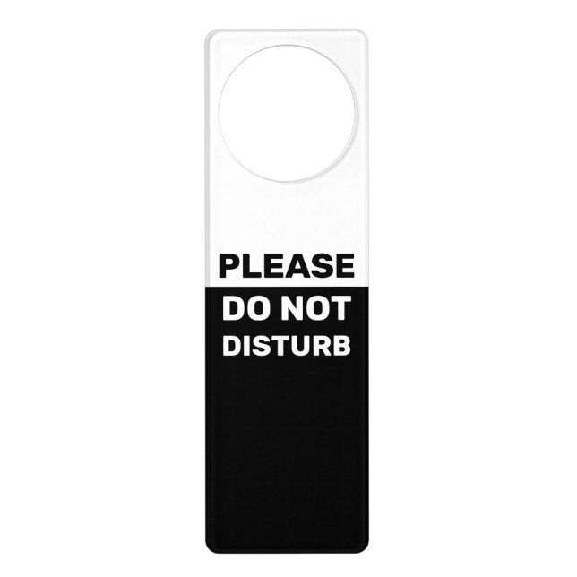 Elegant Black and White Do Not Disturb Door Hanger (Front)