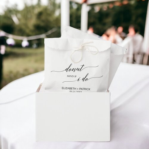 Elegant Black and White Donut Wedding Favor Bags