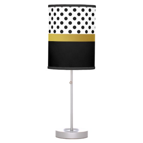 Elegant Black and White Dot Pattern Gold Stripe Table Lamp