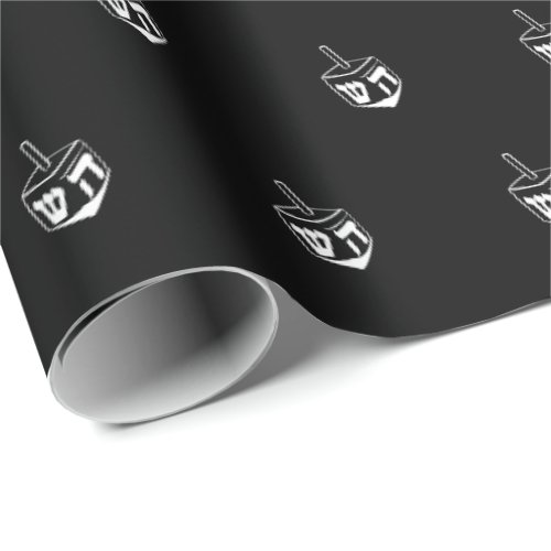Elegant black and white dreidel pattern Hanukkah Wrapping Paper