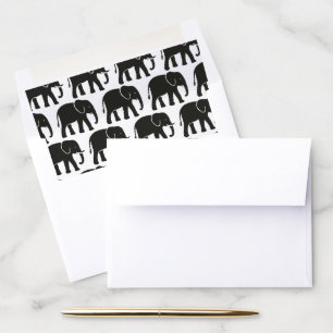 Elegant Black and White Elephant Pattern Envelope Liner