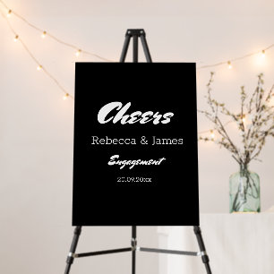 Elegant Black and White Engagement Party Cheers  Foam Board