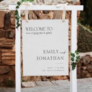 Elegant Black and White Engagement Party Welcome Foam Board