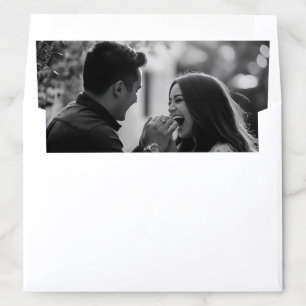 Elegant Black and White Engagement Photo Envelope Liner