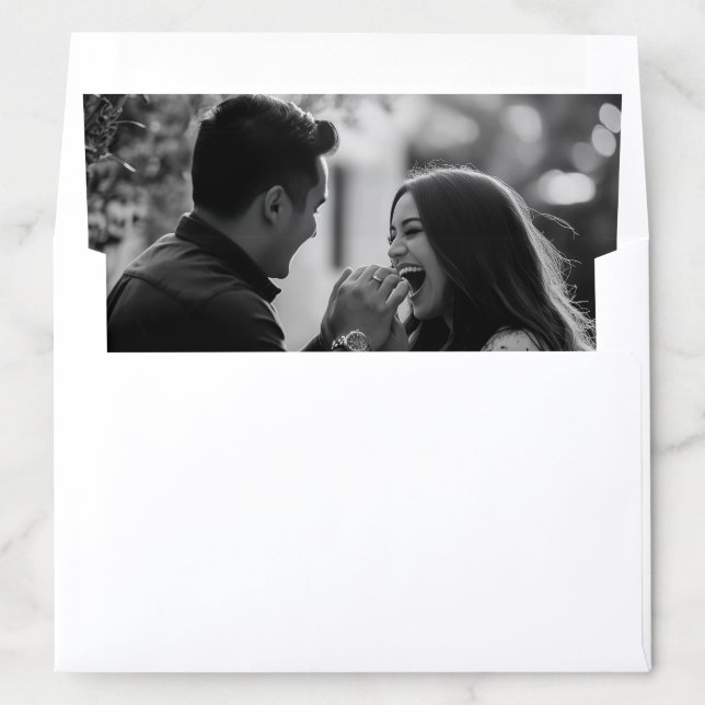 Elegant Black and White Engagement Photo Envelope Liner (In Envelope)
