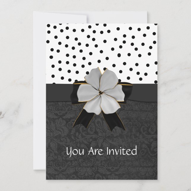 Elegant Black and White Engagment Party Invitation (Front)