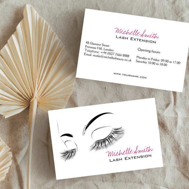 Elegant Black and White Eyelashes Makeup Lash Bar Business Card (Creator Uploaded)