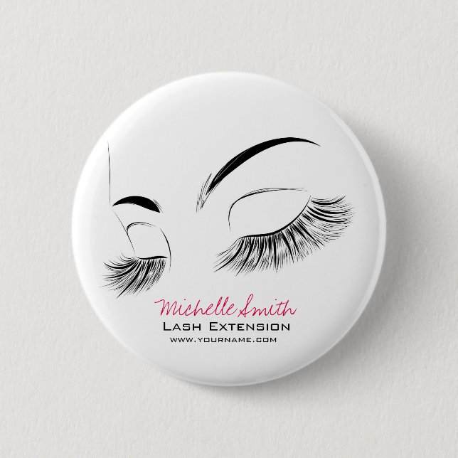 Elegant Black and White Eyelashes Makeup Lash Bar Button (Front)
