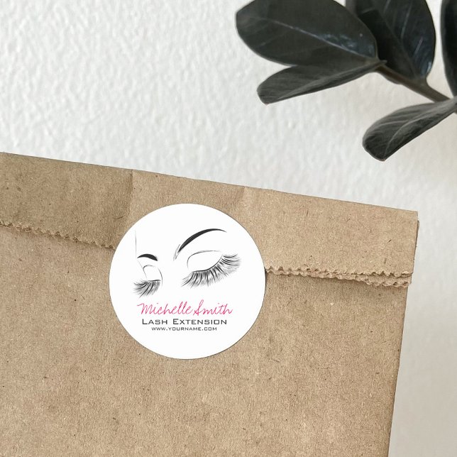 Elegant Black and White Eyelashes Makeup Lash Bar Classic Round Sticker (Creator Uploaded)