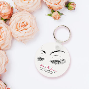 Elegant Black and White Eyelashes Makeup Lash Bar Keychain