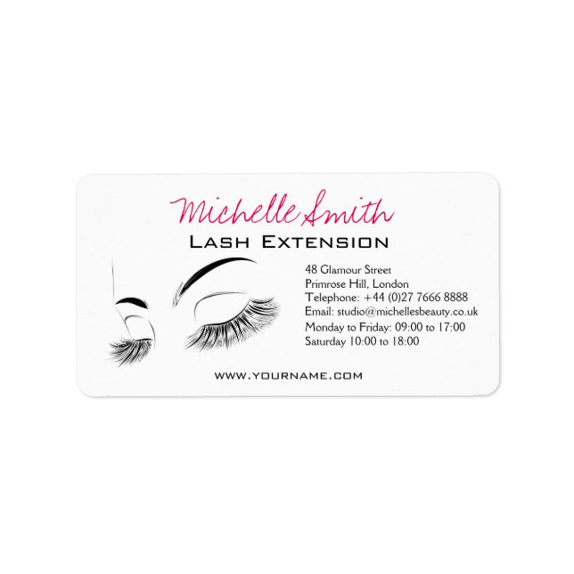 Elegant Black and White Eyelashes Makeup Lash Bar Label (Front)