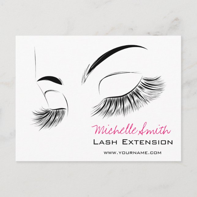 Elegant Black and White Eyelashes Makeup Lash Bar Postcard (Front)