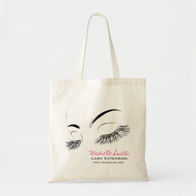Elegant Black and White Eyelashes Makeup Lash Bar Tote Bag (Front)