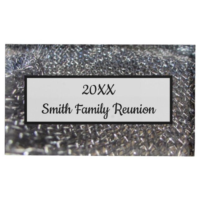Elegant Black and White Family Reunion Keepsake Place Card Holder (Front)