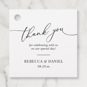 Elegant Black and White Favors Thank You Favor Tags
