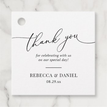 Elegant Black And White Favors Thank You Favor Tags by PeachBloome at Zazzle