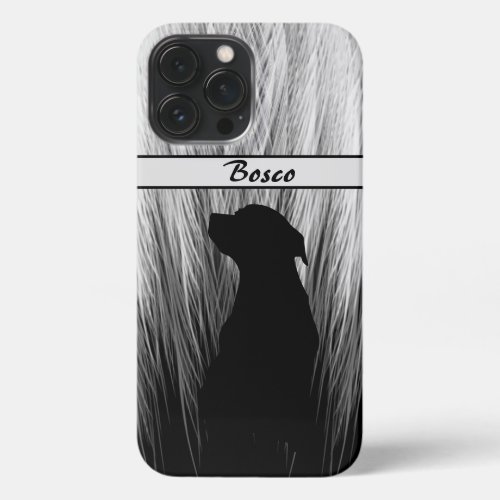 Elegant Black and White Feather Dog Silhouette  iPhone 13 Pro Max Case