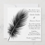 Elegant Black And White Feather Wedding Invitation at Zazzle