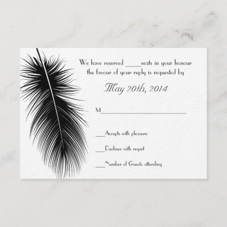 Elegant Black And White Feather Wedding Invitation