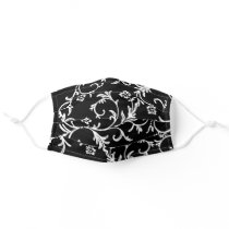 Elegant Black and White Floral Damask Pattern Adult Cloth Face Mask