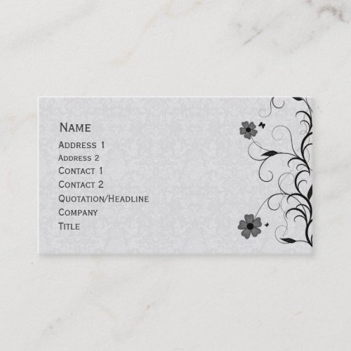 Elegant black and white floral design business cards