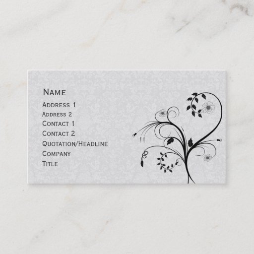 Customizable Elegant black and white floral design business card template