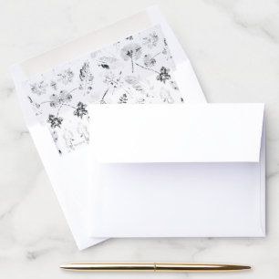 Elegant black and white floral design showcasing d envelope liner