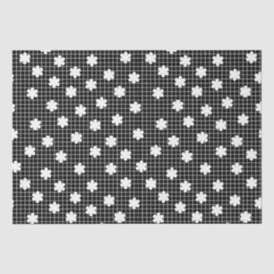 Elegant Black and White Floral Grid Tissue Paper