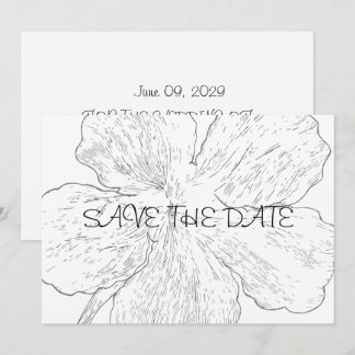 Elegant Black and White Floral Line Art Save The Date
