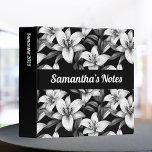 Elegant Black and White Floral Personalized Binder<br><div class="desc">Organize your documents in style with this elegant black-and-white lily pattern binder. Featuring a seamless floral design of graceful lilies, this binder adds a touch of sophistication to your workspace, whether for school, home, or office use. Customize it with a name or title to make it uniquely yours, or give...</div>