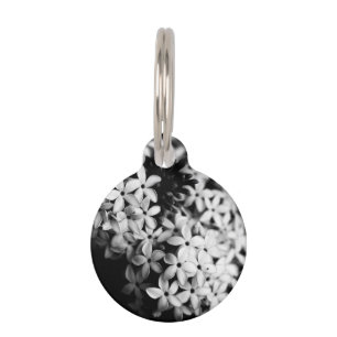 Elegant Black and White Floral photo Pet ID Tag