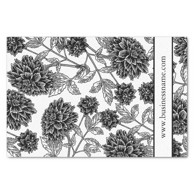 Elegant Black and White Floral Tissue Paper Zazzle