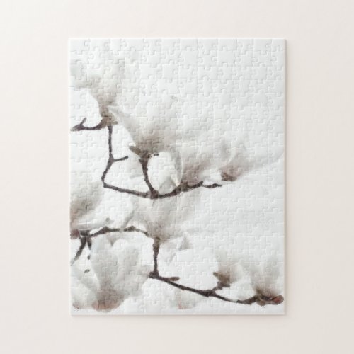 Elegant Black and White Floral Watercolor Jigsaw Puzzle