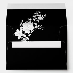 Elegant Black and White Floral Wedding Envelope