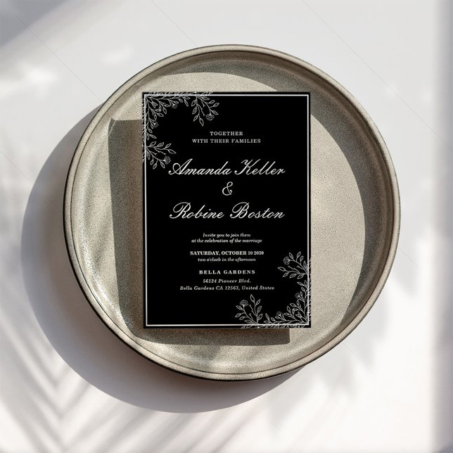 Elegant Black and White Floral Wedding Invitation (Creator Uploaded)