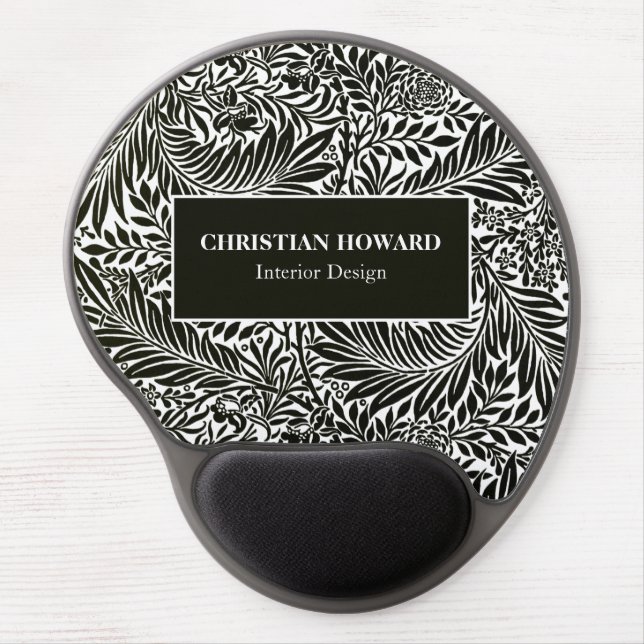 Elegant Black and White Foliage Custom Business Gel Mouse Pad (Front)