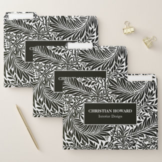 Elegant Black and White Foliage Pattern Business File Folder