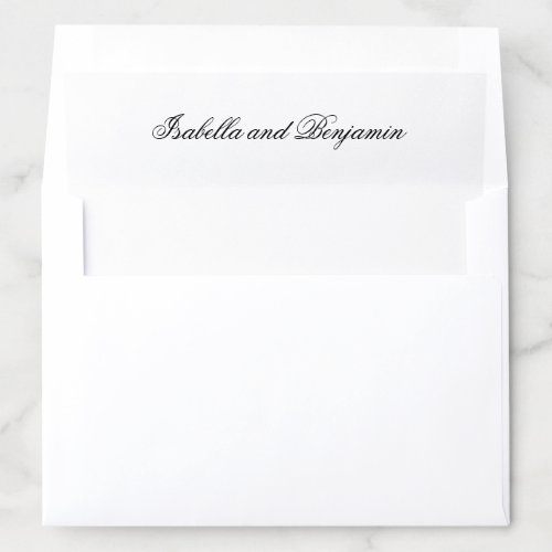 Elegant Black and White Formal Calligraphy Wedding Envelope Liner