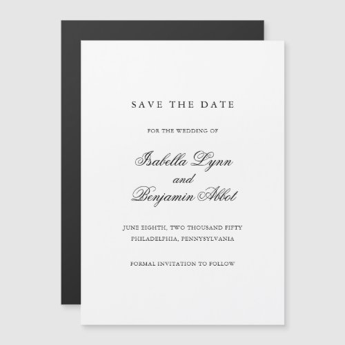 Elegant Black and White Formal Save the Date Magnetic Invitation