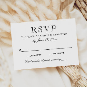Elegant Black and White Formal Wedding RSVP Card