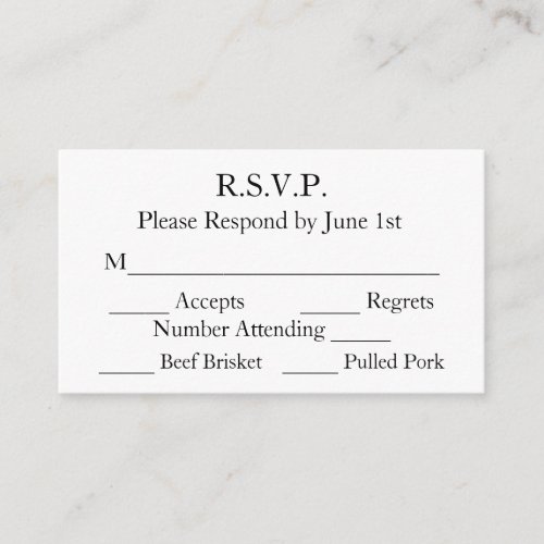 Elegant Black and White Formal Wedding RSVP Cards
