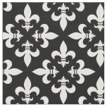 Elegant Black and White French Fleur de Lis Fabric