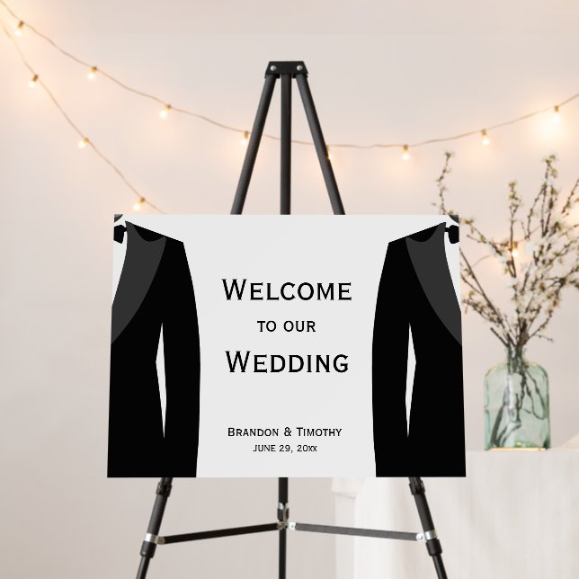 Elegant Black And White Gay Wedding Foam Board (In Situ (Stand))