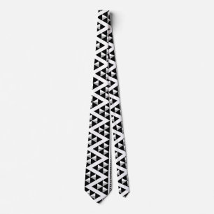 Elegant Black and White Geometric Aztec Pattern Neck Tie