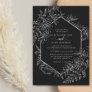 Elegant Black and White Geometric Floral Wedding Invitation